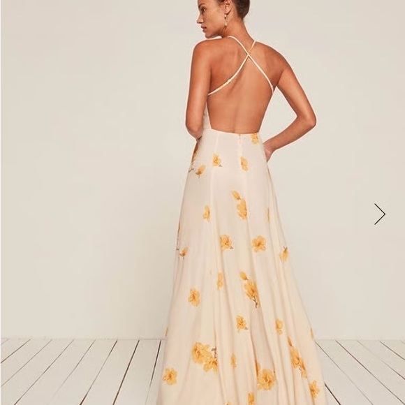 Reformation Myrtle Maxi Dress - Cream with Yellow Floral Motif - Picture 7 of 8